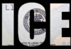 The word ICE over a dollar bill background