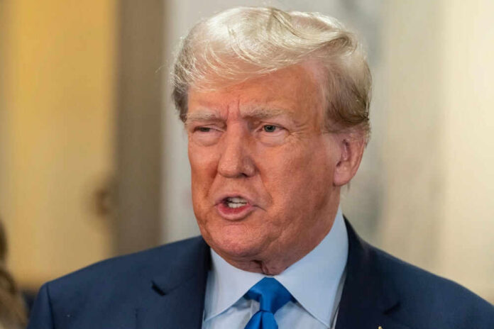 shutterstock_2369816101.jpg Donald Trump talking in an interview