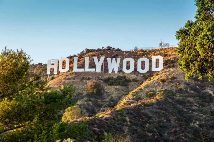 Hollywood sign on a sunny hillside