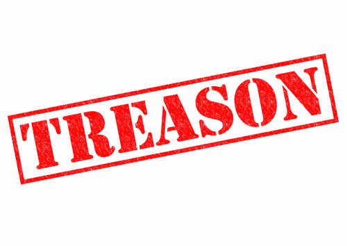 Red stamp with the word TREASON prominently displayed