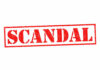 Red stamp with the word scandal