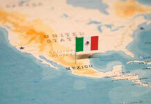 VIDEO: GOP Senator Warns Cancel Mexico Spring Break Map showing Mexico with a Mexican flag pin.