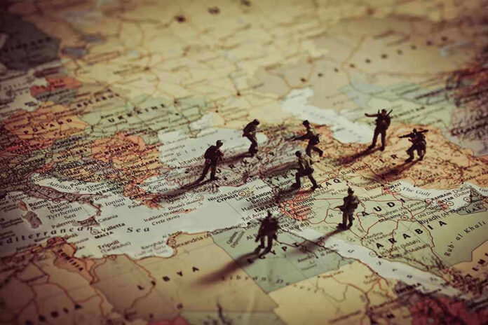 Toy soldiers on a map.