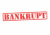 Red stamped word bankrupt on white background