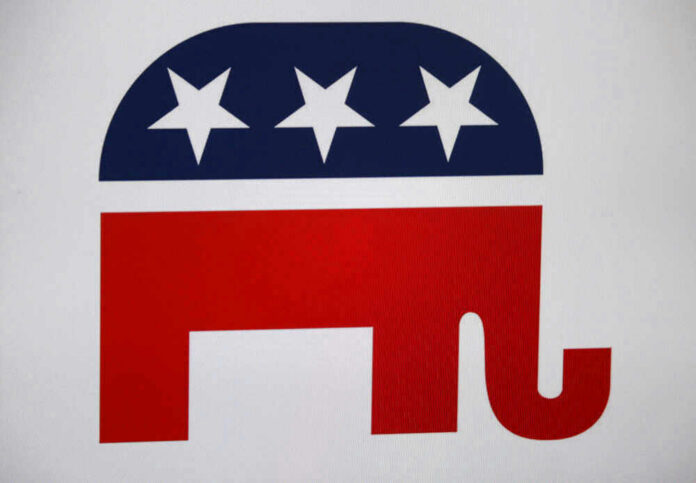 shutterstock_206626897.jpg Republican Party elephant logo with stars.