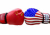 Boxing gloves representing China and the USA facing each other