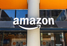 Amazon storefront with recognizable logo and glass windows