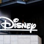 Disney logo displayed on a modern building