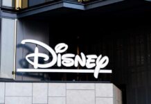 Disney logo displayed on a modern building