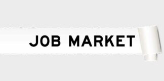 Text banner displaying 'JOB MARKET' on a light background