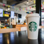 STARBUCKS Ditches Lib State for Tennessee Coffee cup on table in cafe interior
