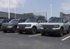 Bronco Filson: Luxury Meets Mud Row of compact SUVs parked at a dealership lot