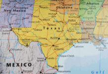 Map of Texas and surrounding states.