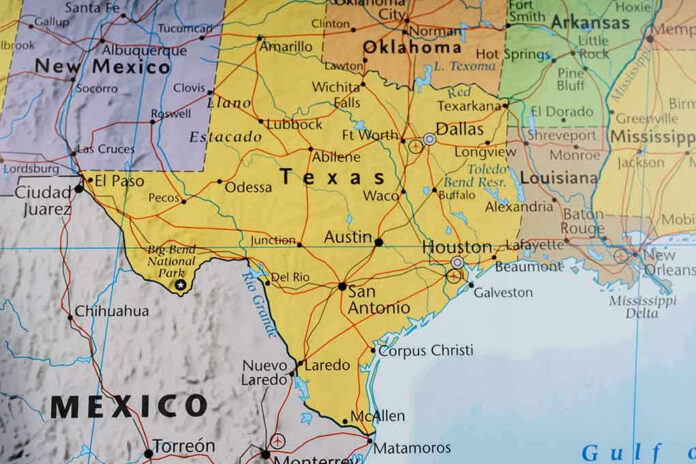 1239360031 Map of Texas and surrounding states.