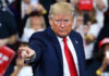 Trump Explodes During Call — Calls Him ‘Crazy’ Man pointing at an audience during a speech.