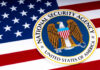 Ex-NSA Boss Caught Slinging Secrets on AOL National Security Agency logo on American flag background.