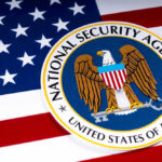 National Security Agency logo on American flag background.