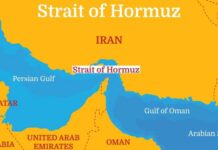 Hormuz Flashpoint Ignites — Ceasefire Crumbles Map highlighting the Strait of Hormuz and surrounding countries