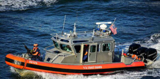 U.S. Coast Guard boat on the water.