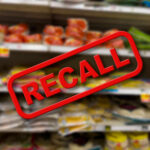 Walmart Soup Recall Sparks Listeria Scare Recall notice over grocery store shelves.