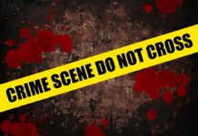 School Horror: Deadly Sword Attack Stuns Country Yellow caution tape reading 'CRIME SCENE DO NOT CROSS' over a dark, blood-splattered background