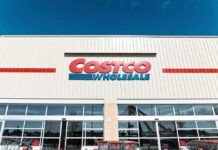 Costco Burritos Hide Egg Bomb Exterior view of a Costco Wholesale store with shopping carts in front
