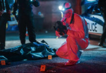 VIDEO: Feds Hunt Source After Hollywood Star’s Death Forensic investigator examines crime scene at night.