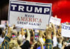 RIGHT NOW: Dallas Becomes GOP’s Launchpad People holding Trump Make America Great Again signs.