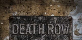 Weathered metal sign reading 'DEATH ROW' on a wall