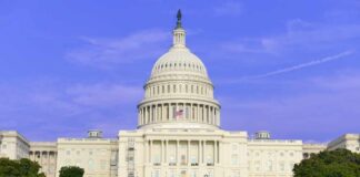 United States Capitol building with dome and steps