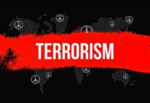 Car-Ramming Sparks Terror Probe Graphic representation of terrorism with peace symbols and a bold red stripe